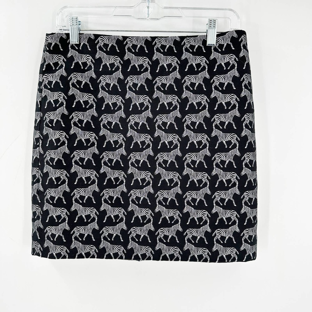 J. Crew Zebra Novelty Print Mini Pencil Skirt Black